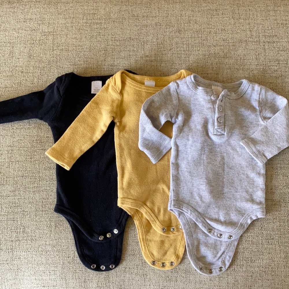 Long sleeved waffle knit onesies